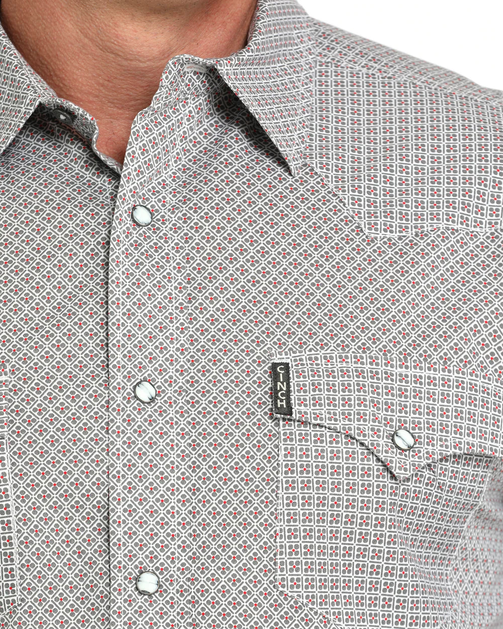 Cinch Men’s Modern Fit Long Sleeve Snap Front Western Shirt Grey