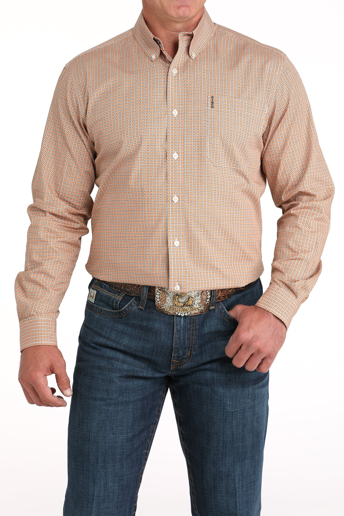 Cinch Men's Modern Fit Long Sleeve Shirt In Coral