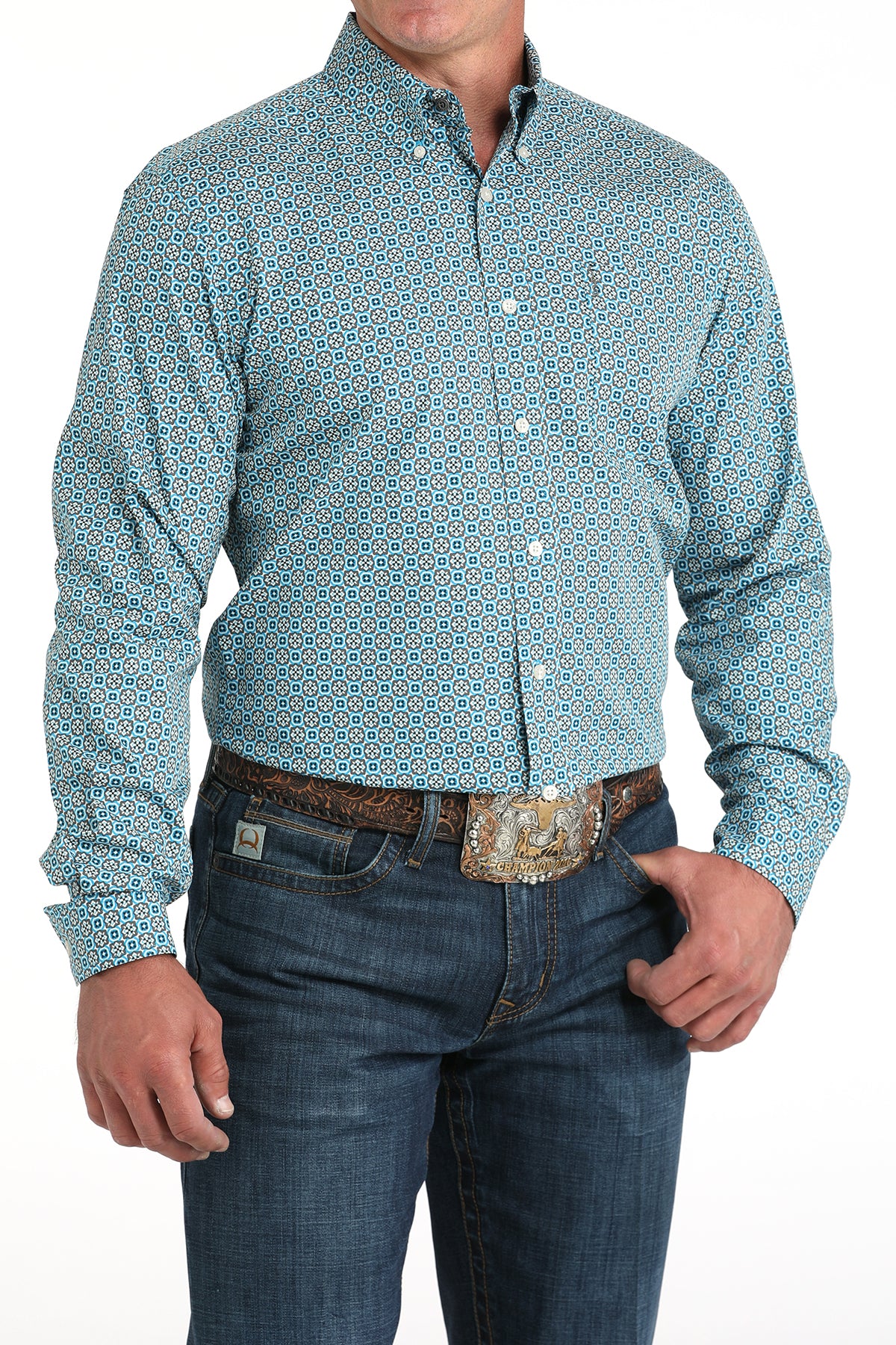 Cinch Men's Modern Fit Long Sleeve Shirt In Blue