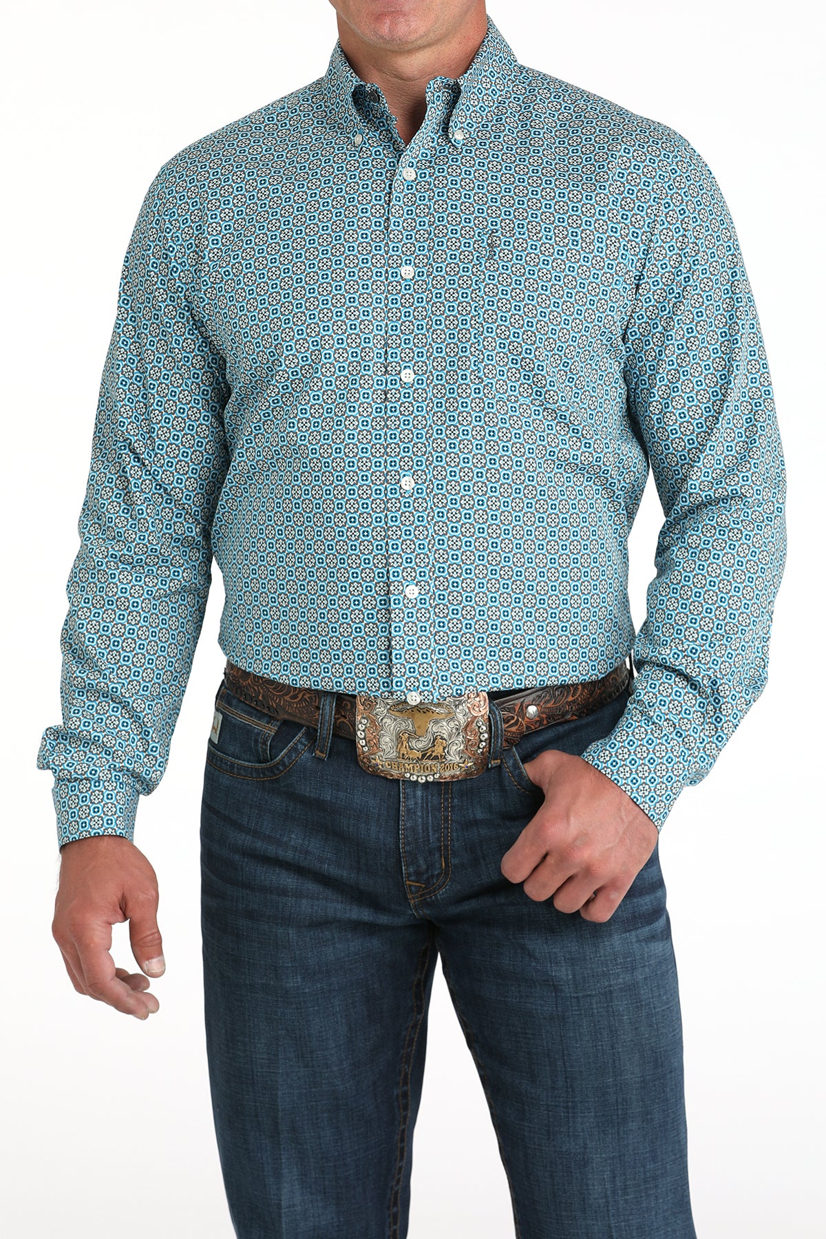 Cinch Men's Modern Fit Long Sleeve Shirt In Blue