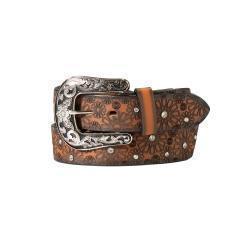 Nocona Ladies 1 1/2 Belt Lasercut Daisy Brown