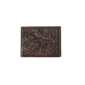 Nocona Bifold Wallet Scroll Cross Medium Brown