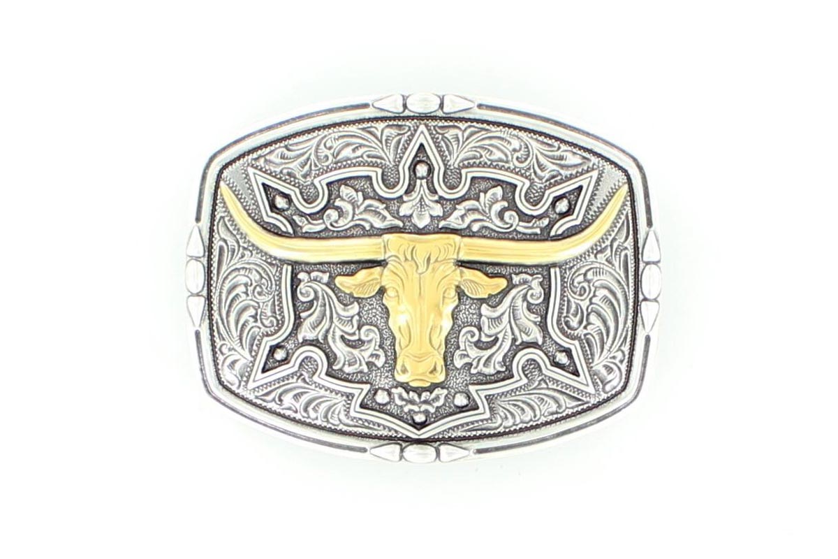 Nocona Mens Longhorn Buckle Silver/Gold