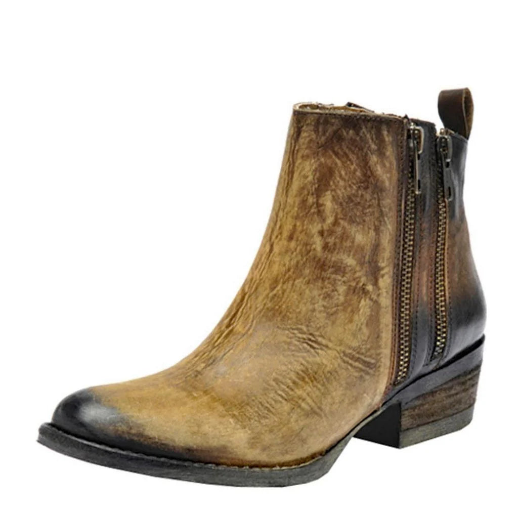 Circle G Ladies Q0025 Burnished Brown Double Zipper Ankle Bootie