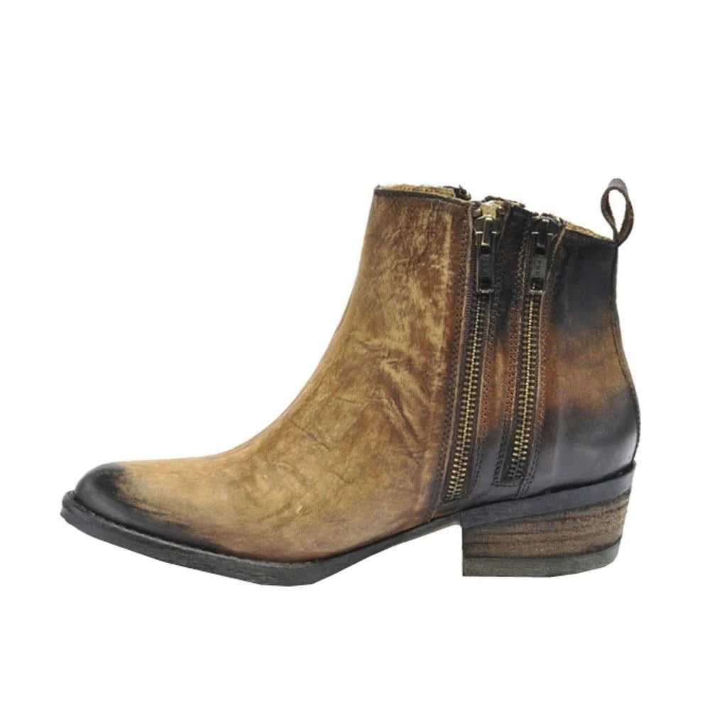 Circle G Ladies Q0025 Burnished Brown Double Zipper Ankle Bootie