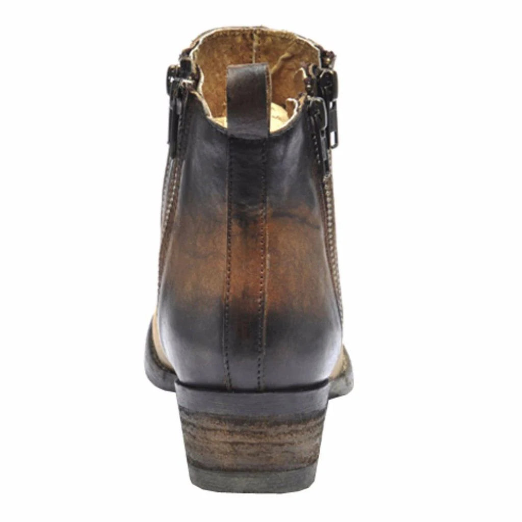 Circle G Ladies Q0025 Burnished Brown Double Zipper Ankle Bootie