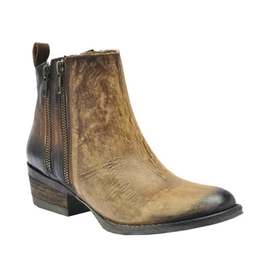 Circle G Ladies Q0025 Burnished Brown Double Zipper Ankle Bootie