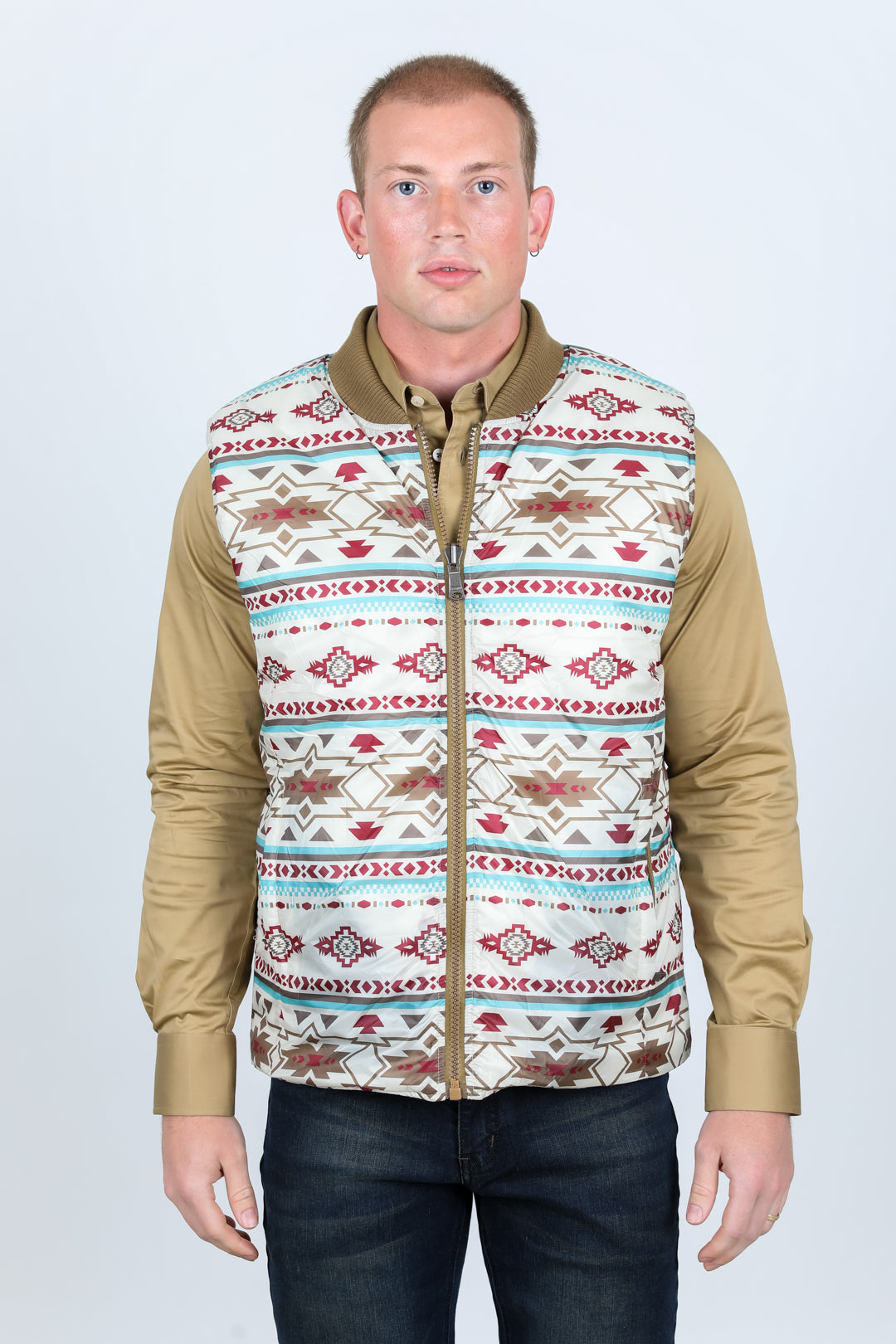 Platini Mens Insulated Reversable Vest - Beige