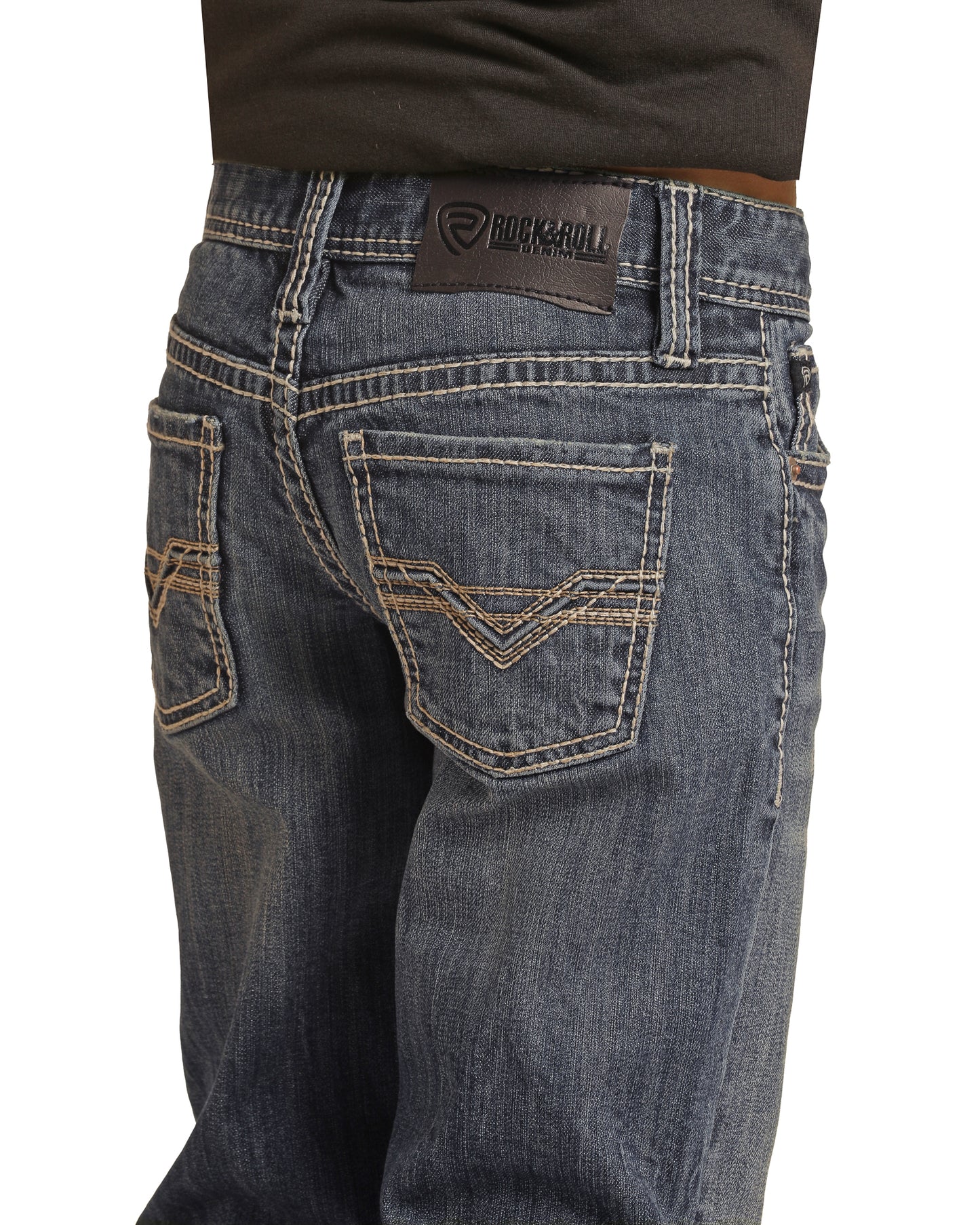 Rock & Roll Denim Boy's Regular Fit Bb Gun Raised V Bootcut Jeans Medium Vintage Wash