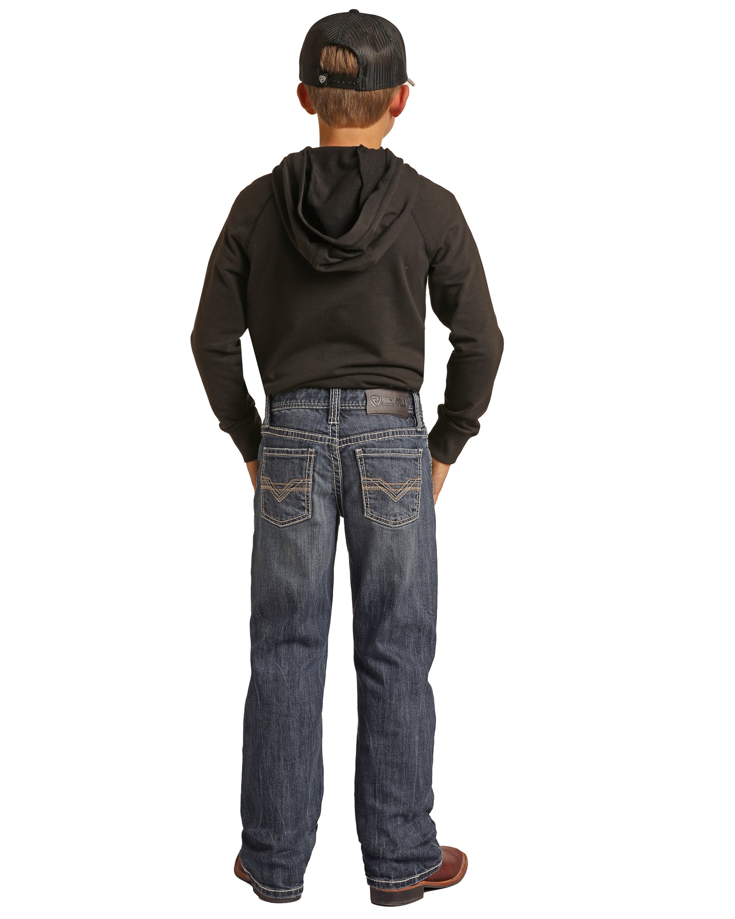 Rock & Roll Denim Boy's Regular Fit Bb Gun Raised V Bootcut Jeans Medium Vintage Wash