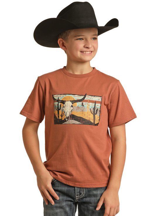 Rock & Roll Denim Boy's Dale Brisby Graphic Tee Rust