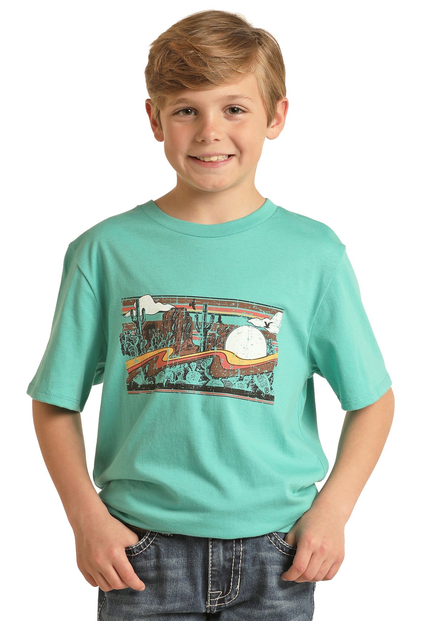 Rock & Roll Denim Boy's Graphic Tee Turquoise