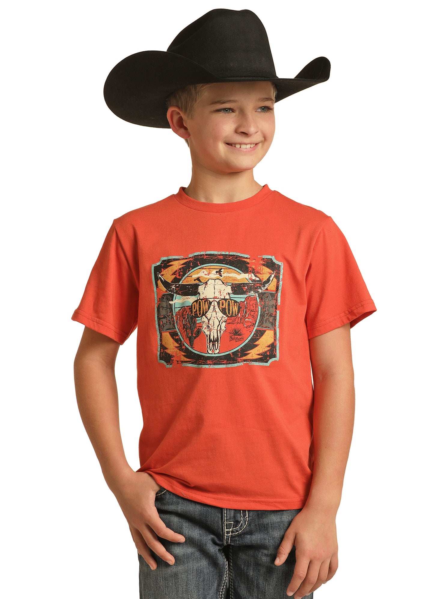 Rock & Roll Denim Boy's Dale Brisby Graphic Tee Burnt Orange
