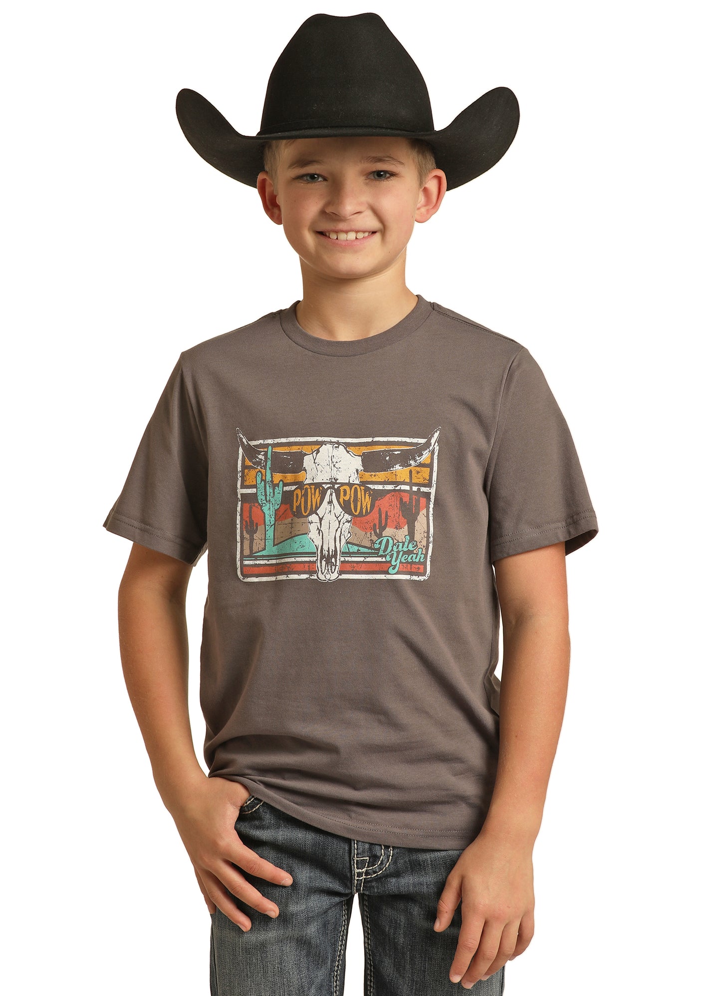 Rock & Roll Denim Boy's Dale Brisby Graphic Tee Charcoal