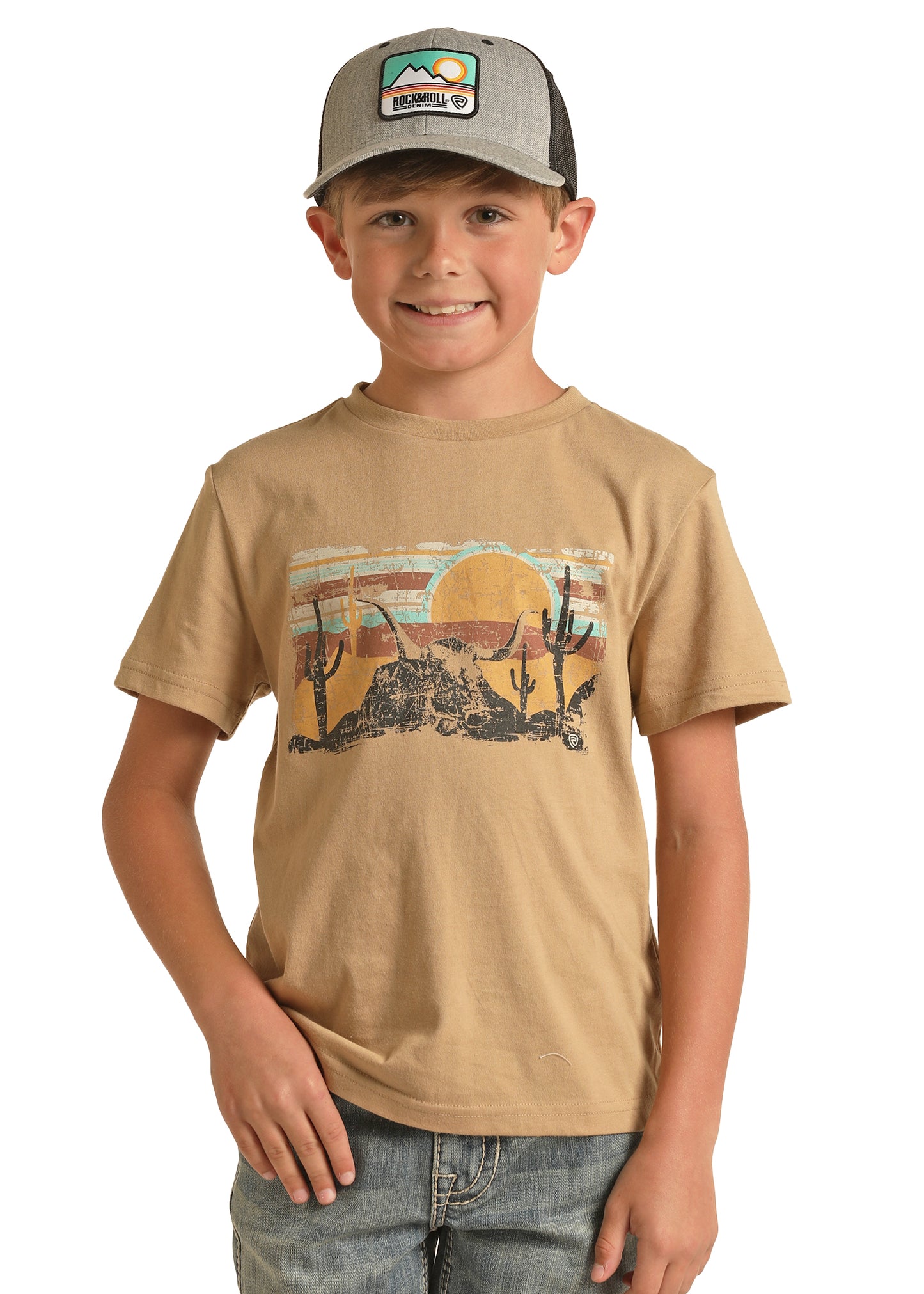 Rock & Roll Denim Boy's Graphic Tee Taupe