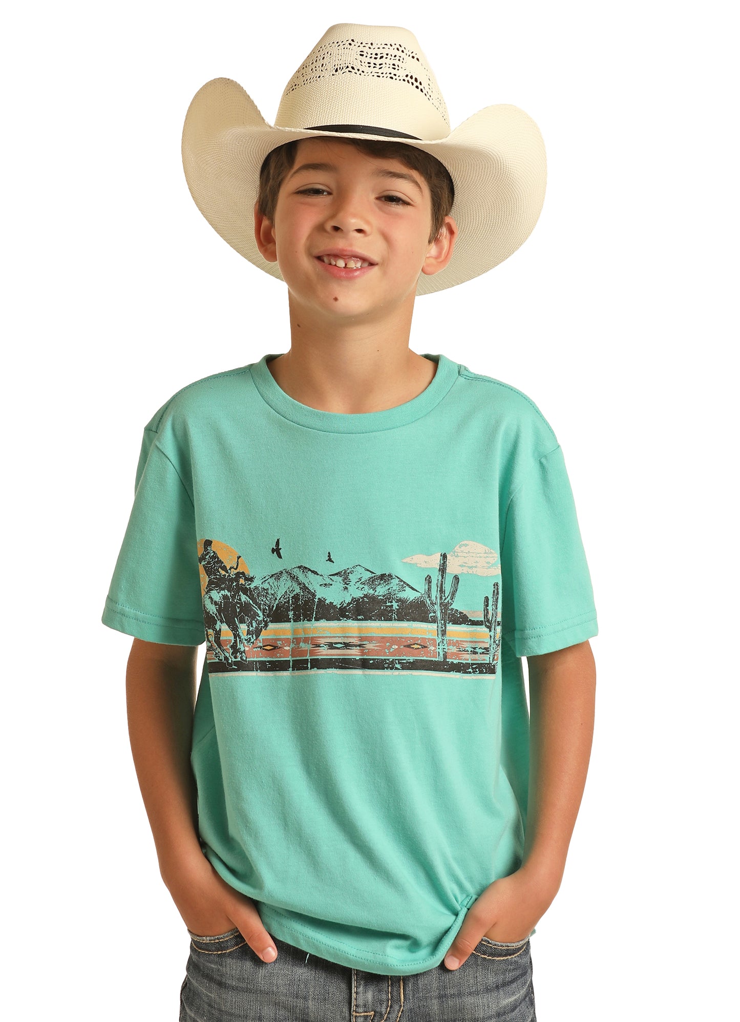 Rock & Roll Denim Boy's Graphic Tee Turquoise