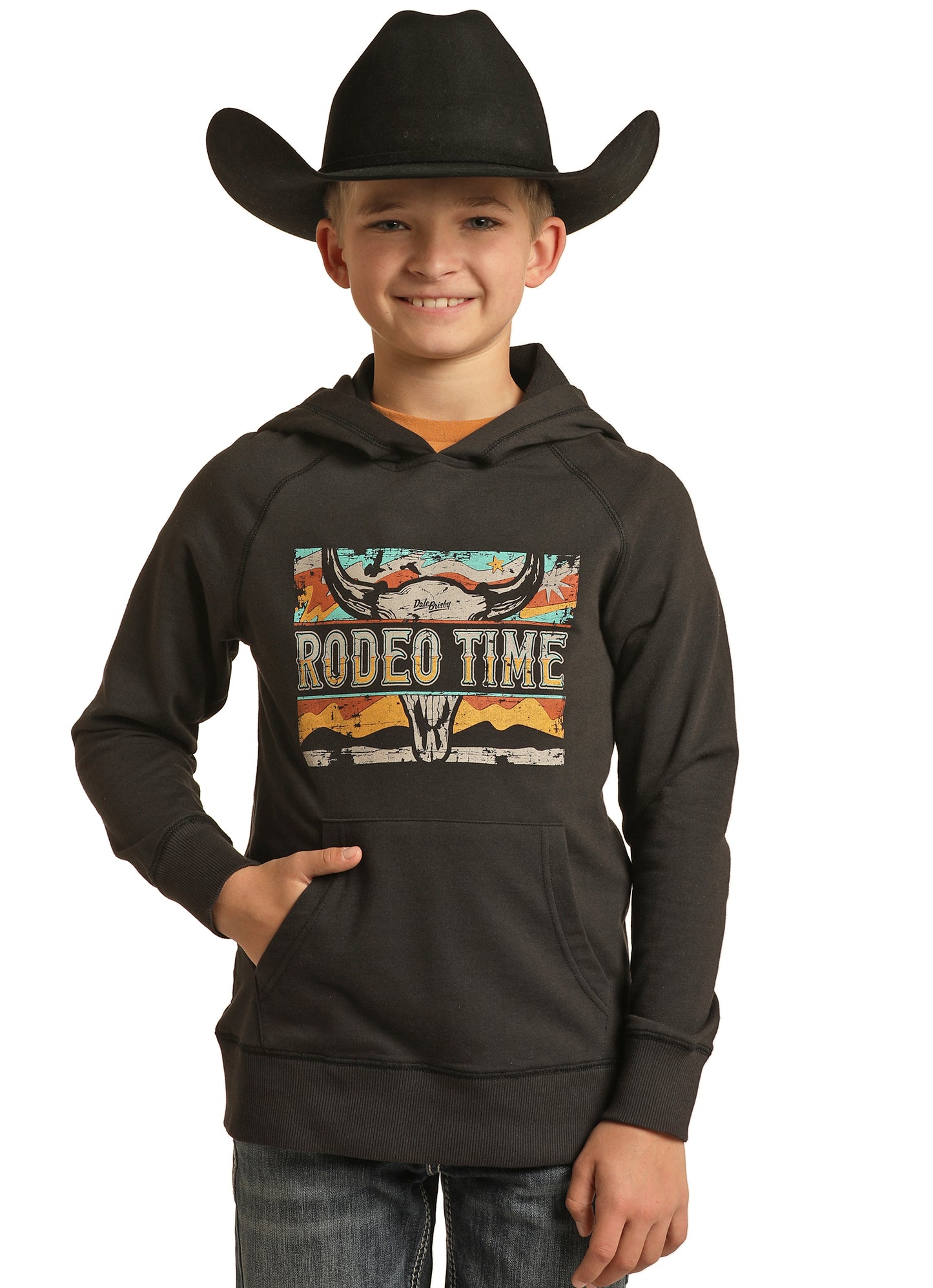 Rock & Roll Denim Boy's Black Dale Brisby Graphic Hoodie Black