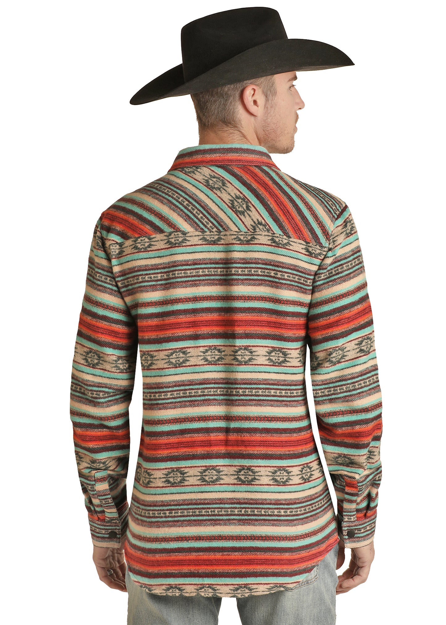 Rock & Roll Denim Men's Cotton Aztec Print Shirt Jacket Jade