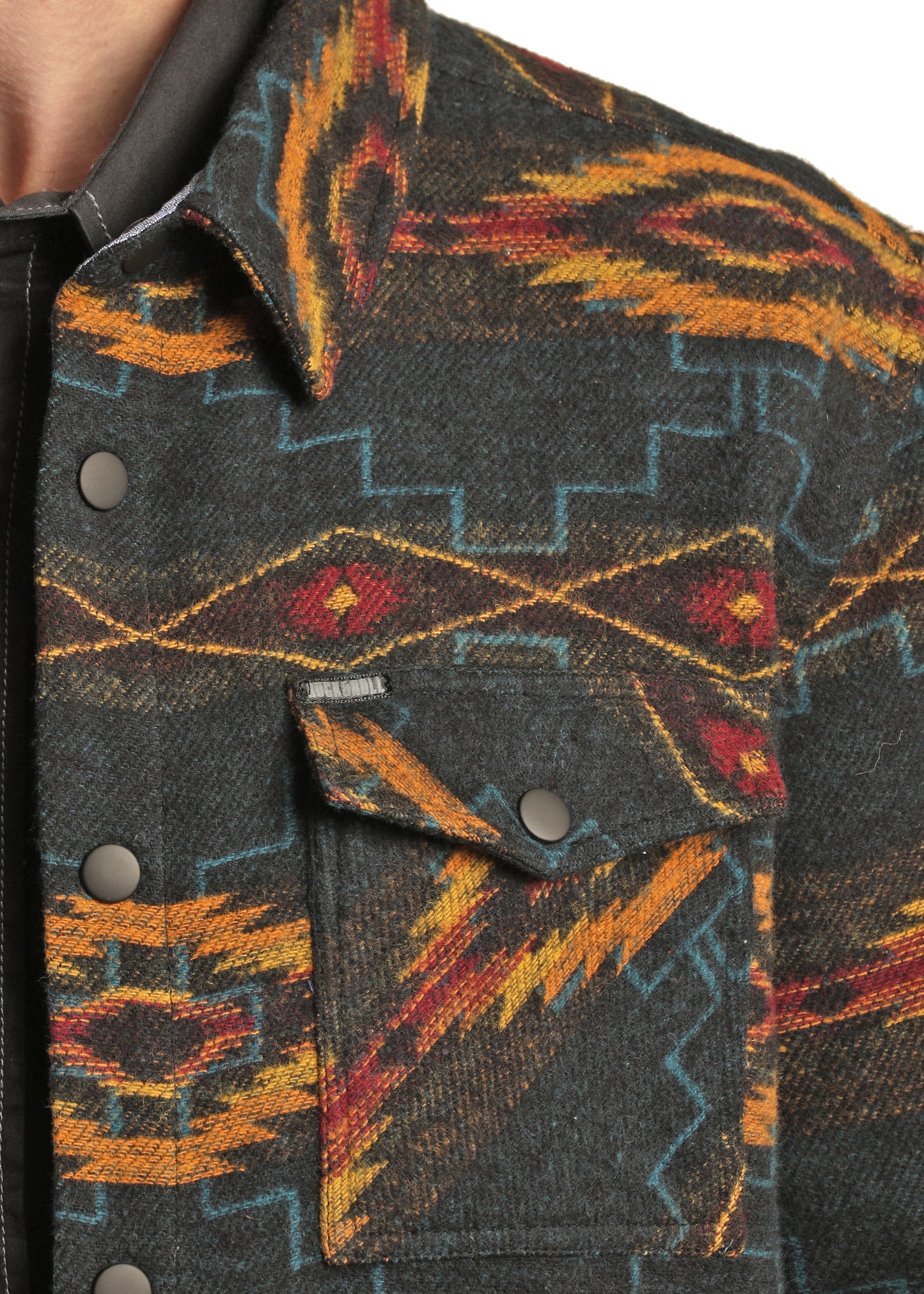 Rock & Roll Denim Men's Cotton Aztec Print Shirt Jacket Black