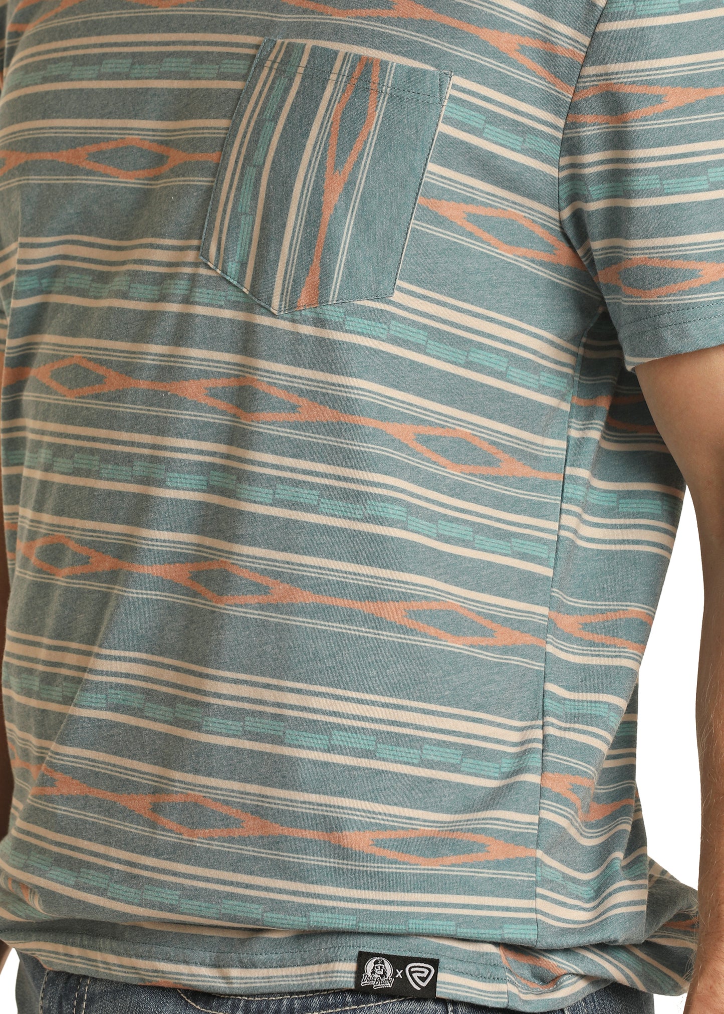 Rock & Roll Denim Unisex Dale Brisby All Over Print Pocket Tee Caribbean