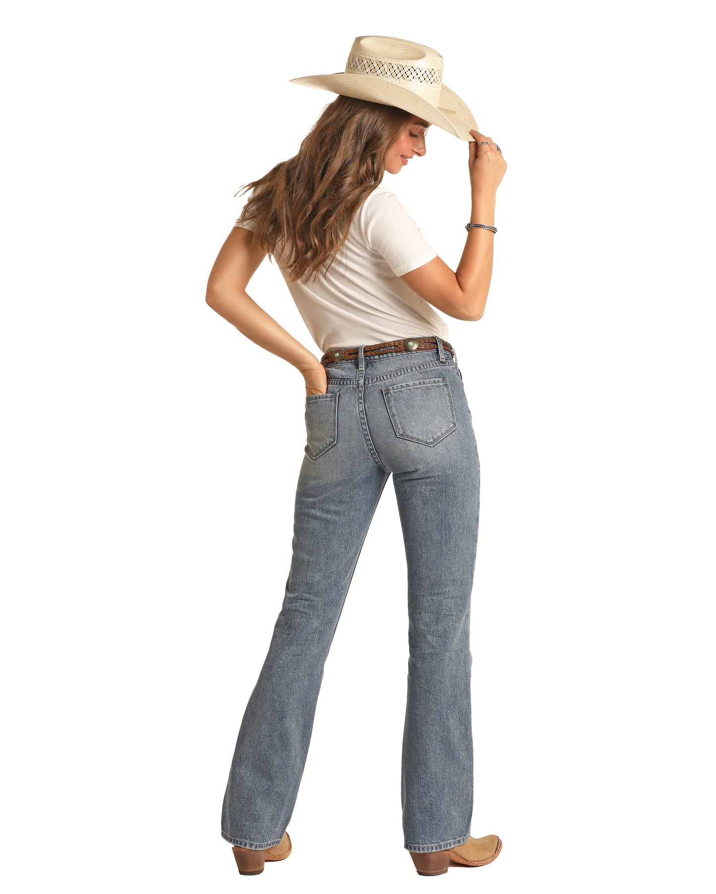 Rock & Roll Cowgirl Women's High Rise Western Front Yoke Bootcut Jeans Medium Vintage