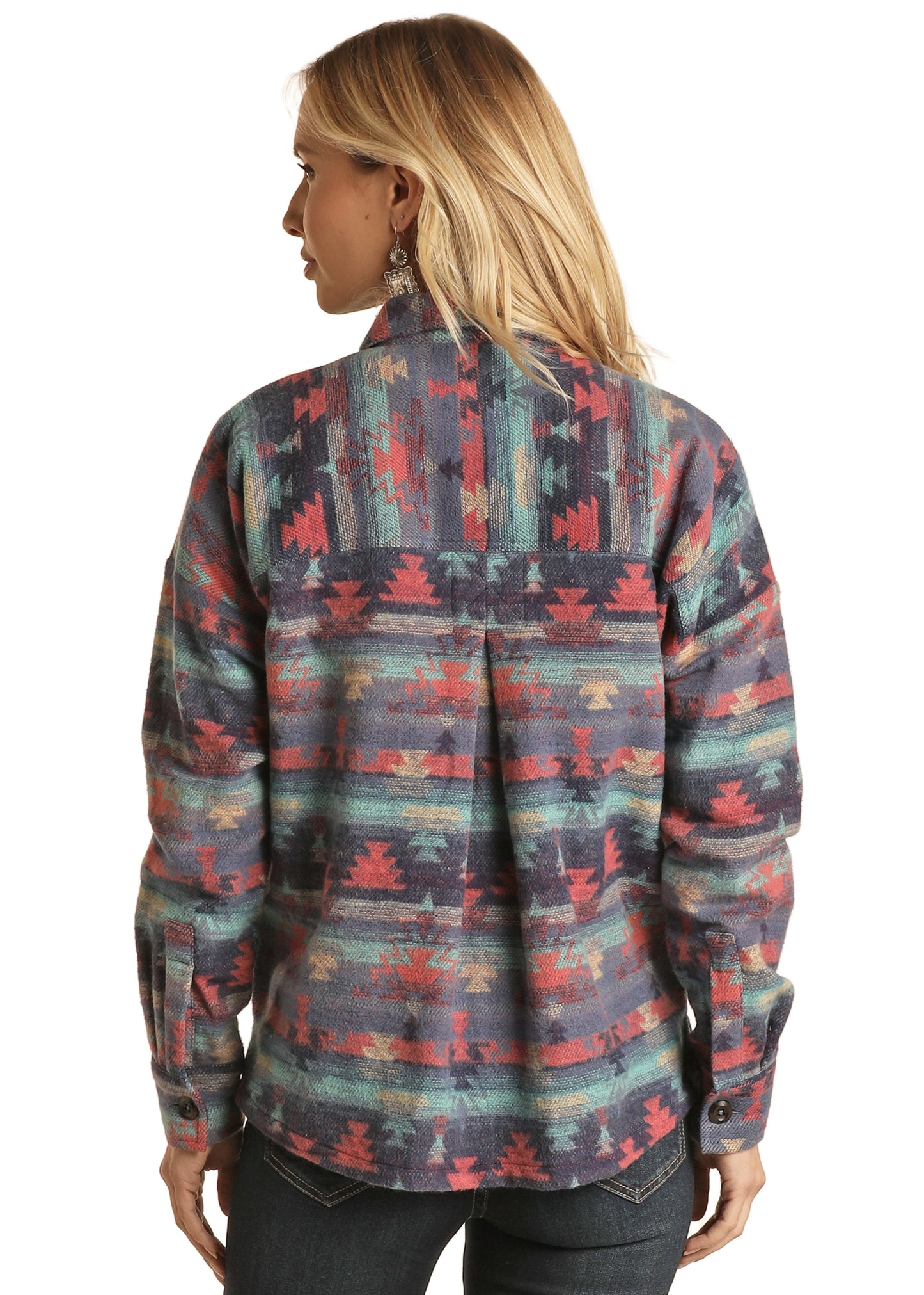 Rock & Roll Cowgirl Women's Boxy Fit Shirt Jacket Indigo