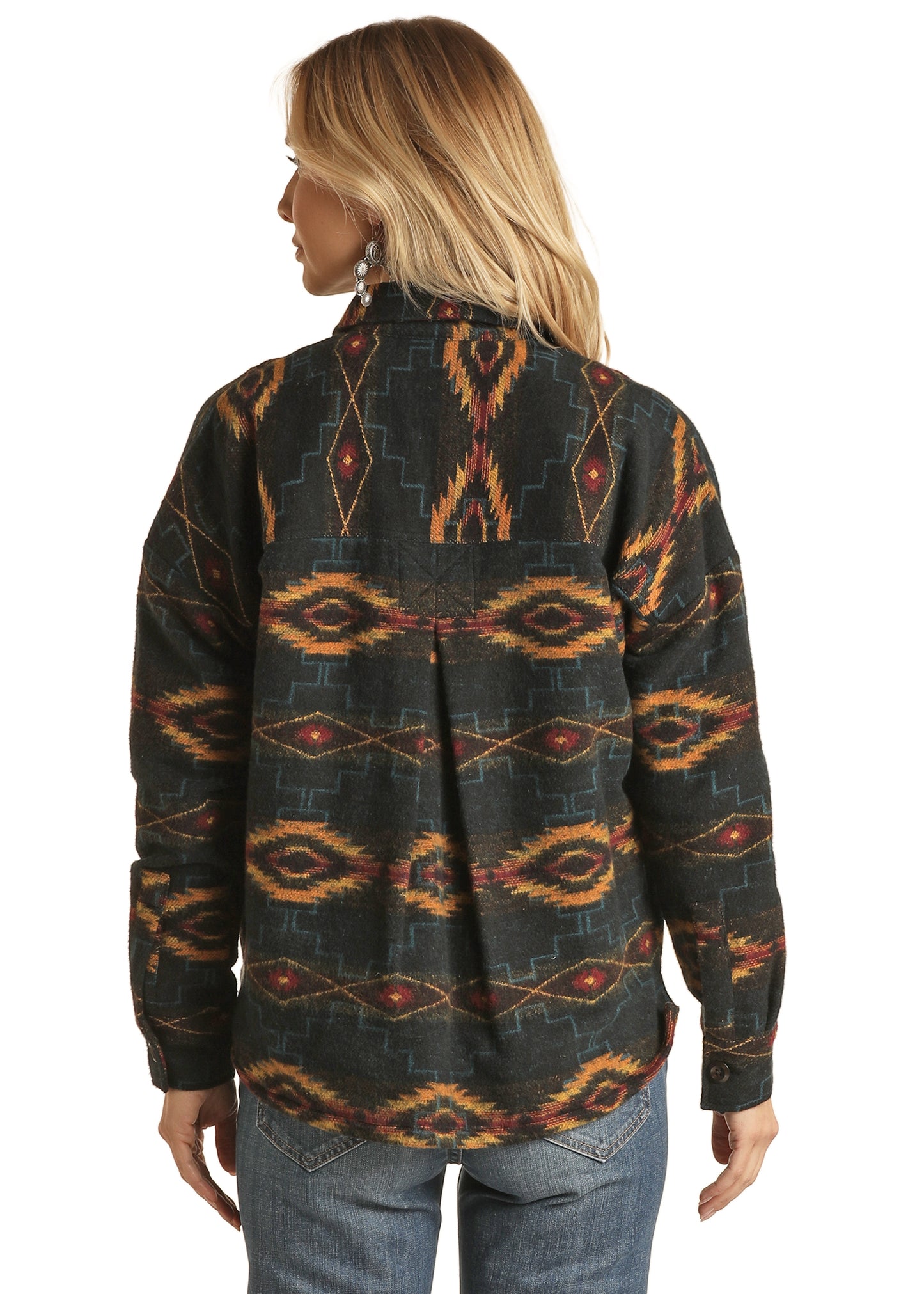 Rock & Roll Cowgirl Women's Boxy Fit Shirt Jacket Black