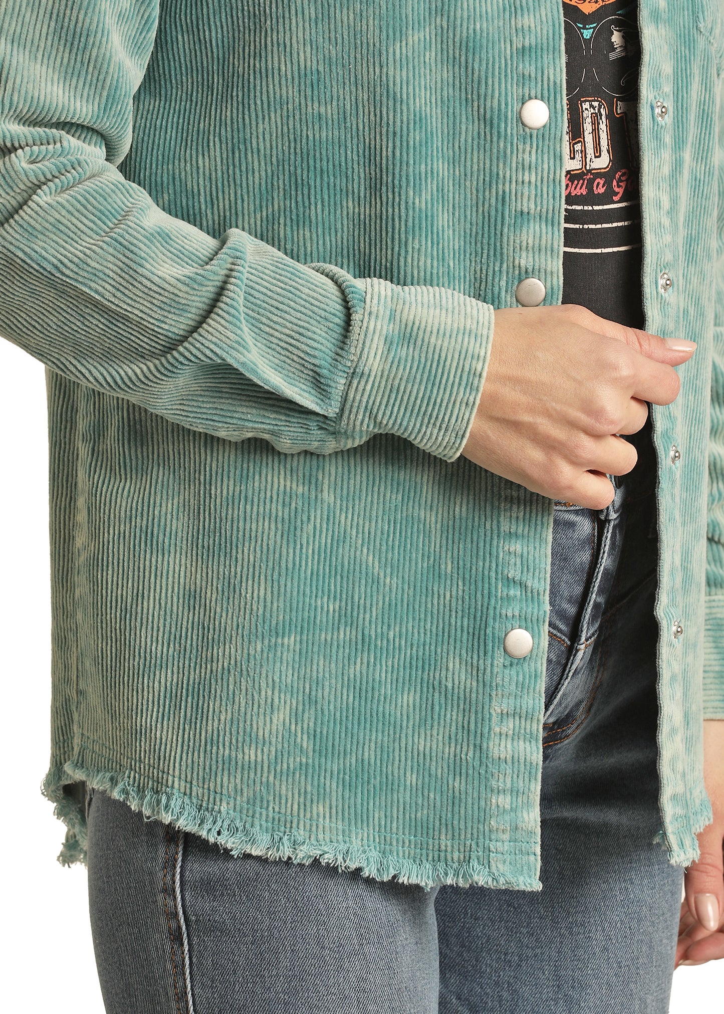 Rock & Roll Cowgirl Women's Corduroy Shirt Light Turquoise