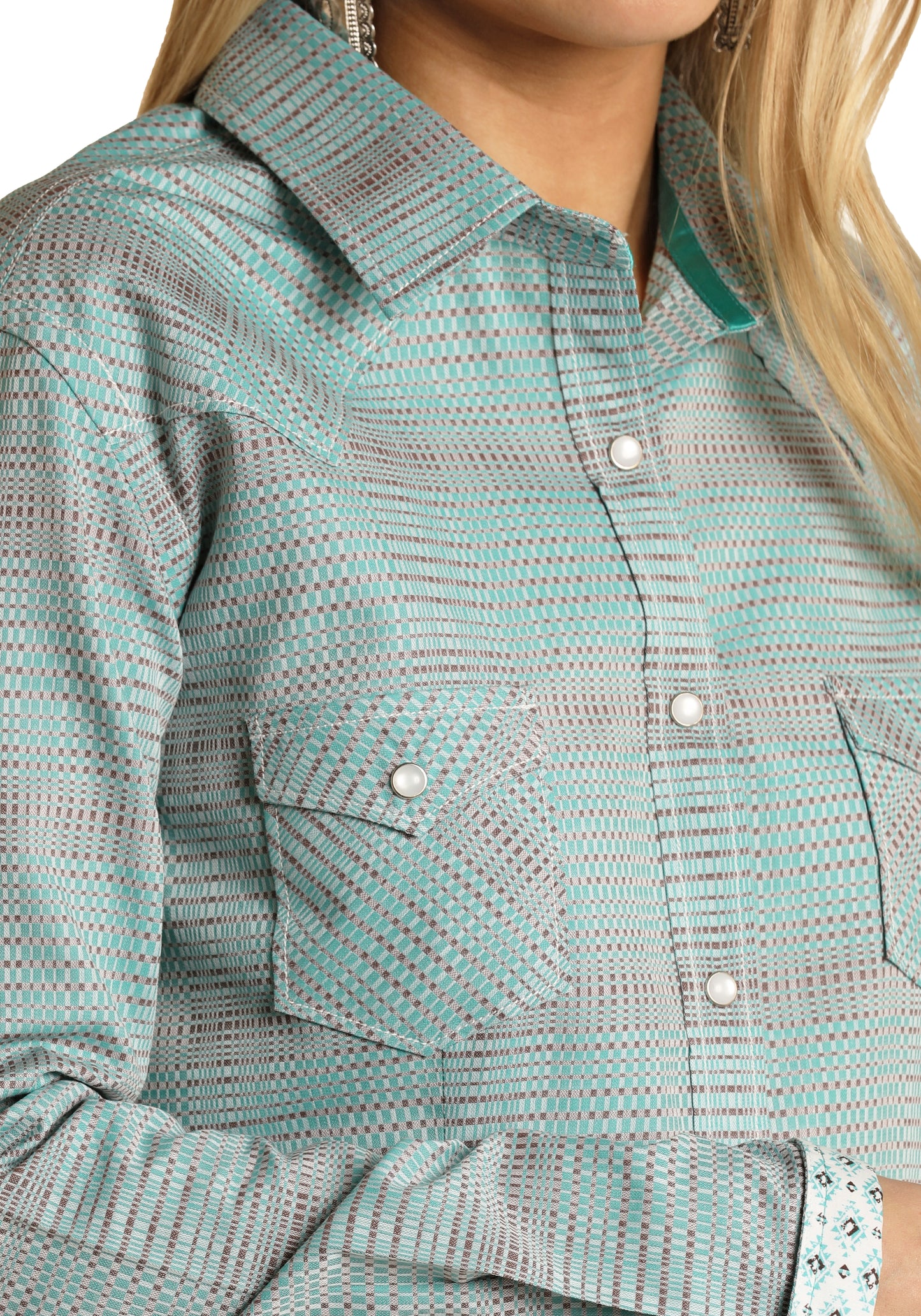 Rock & Roll Panhandle Women's Ombre Jacquard Long Sleeve Snap Shirt Taupe