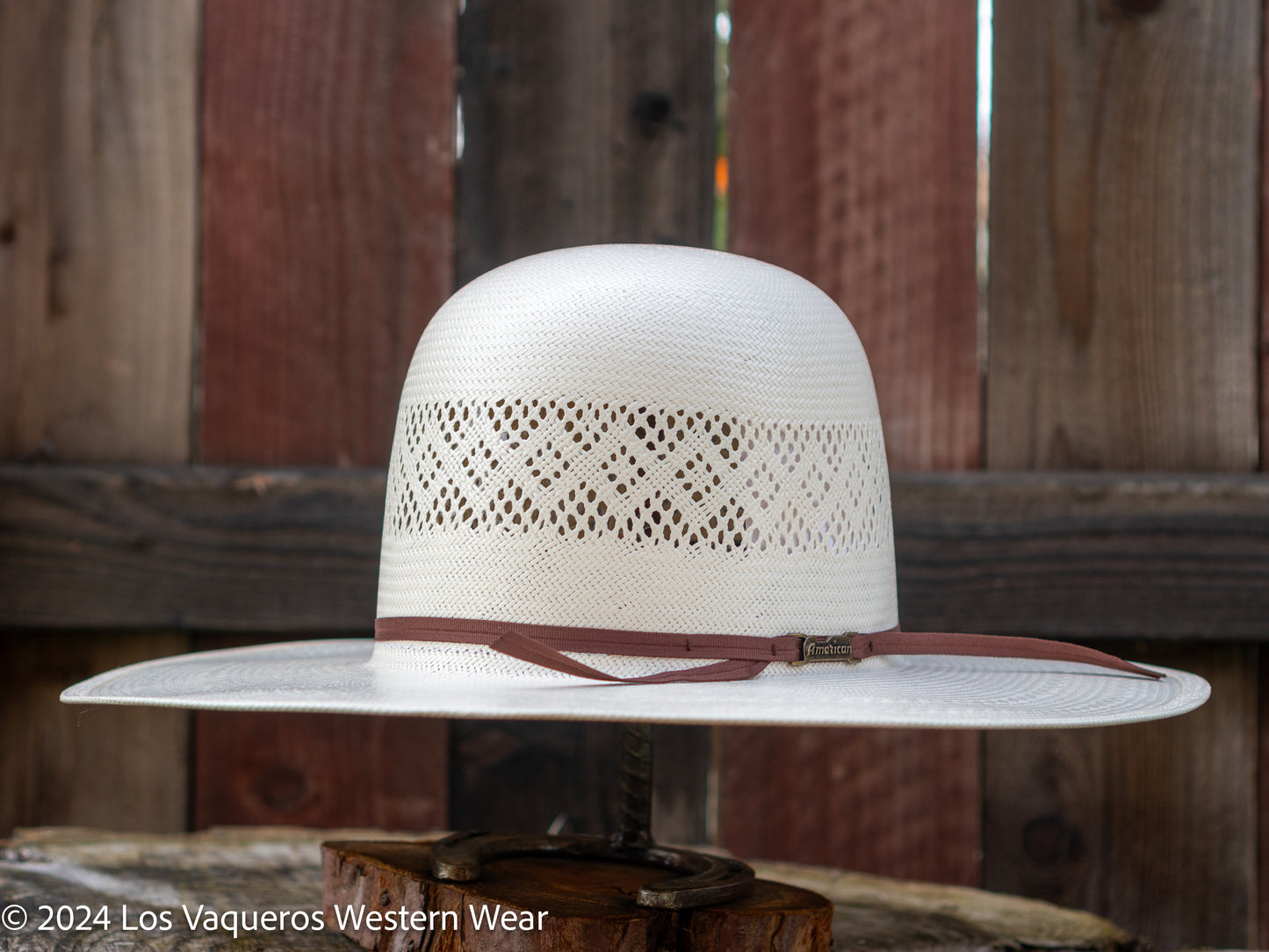 American Hat Company Straw Hat Regular Crown Diamond Eye White