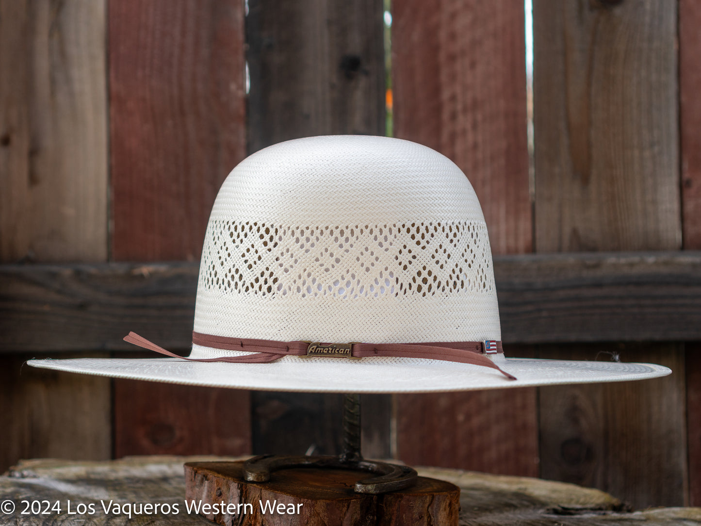 American Hat Company Straw Hat Regular Crown Diamond Eye White