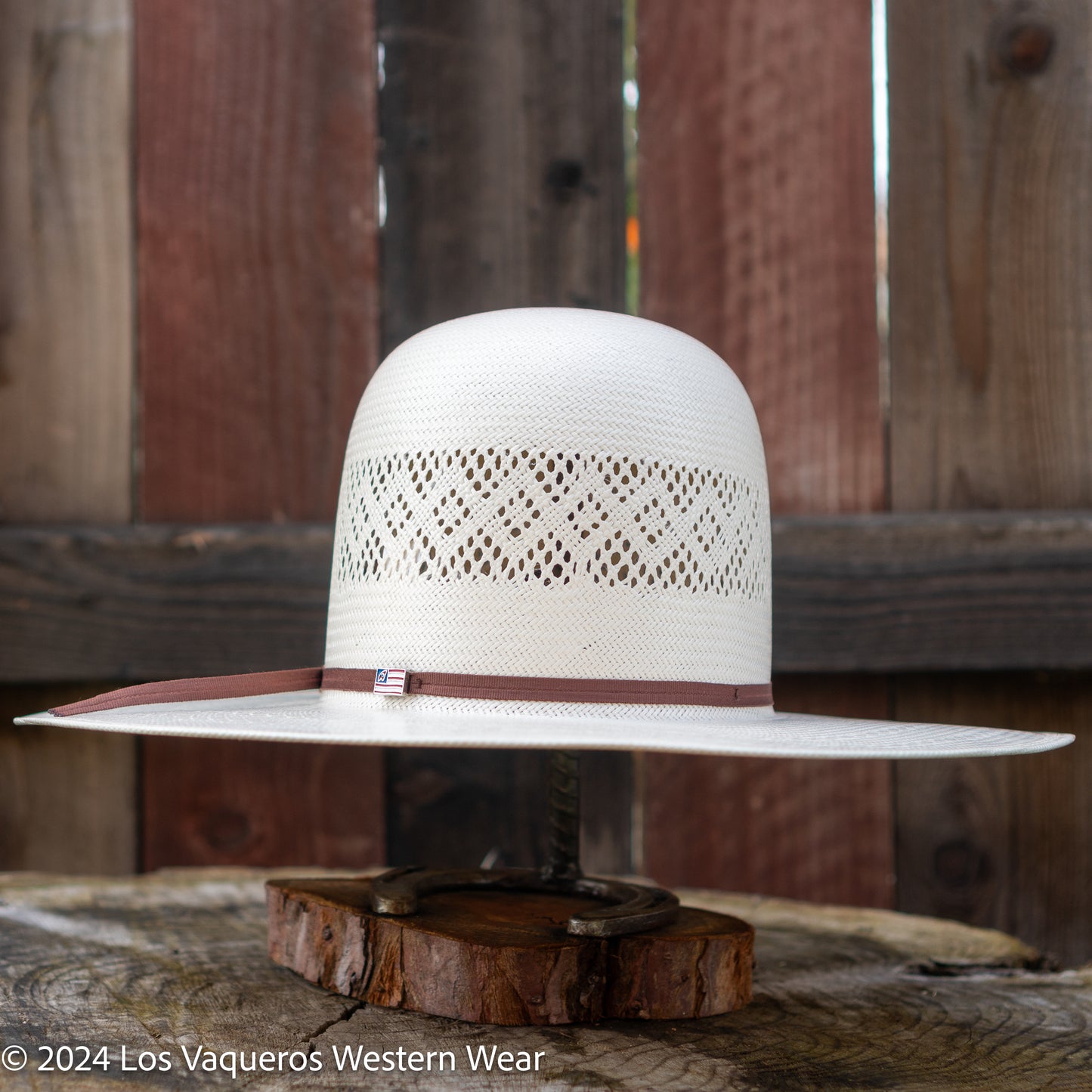 American Hat Company Straw Hat Regular Crown Diamond Eye White