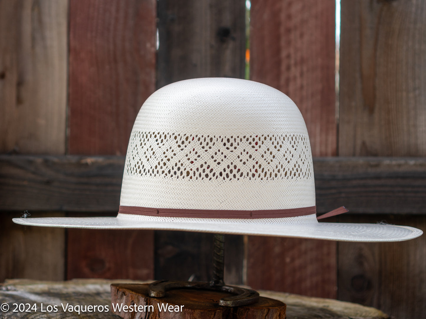American Hat Company Straw Hat Regular Crown Diamond Eye White