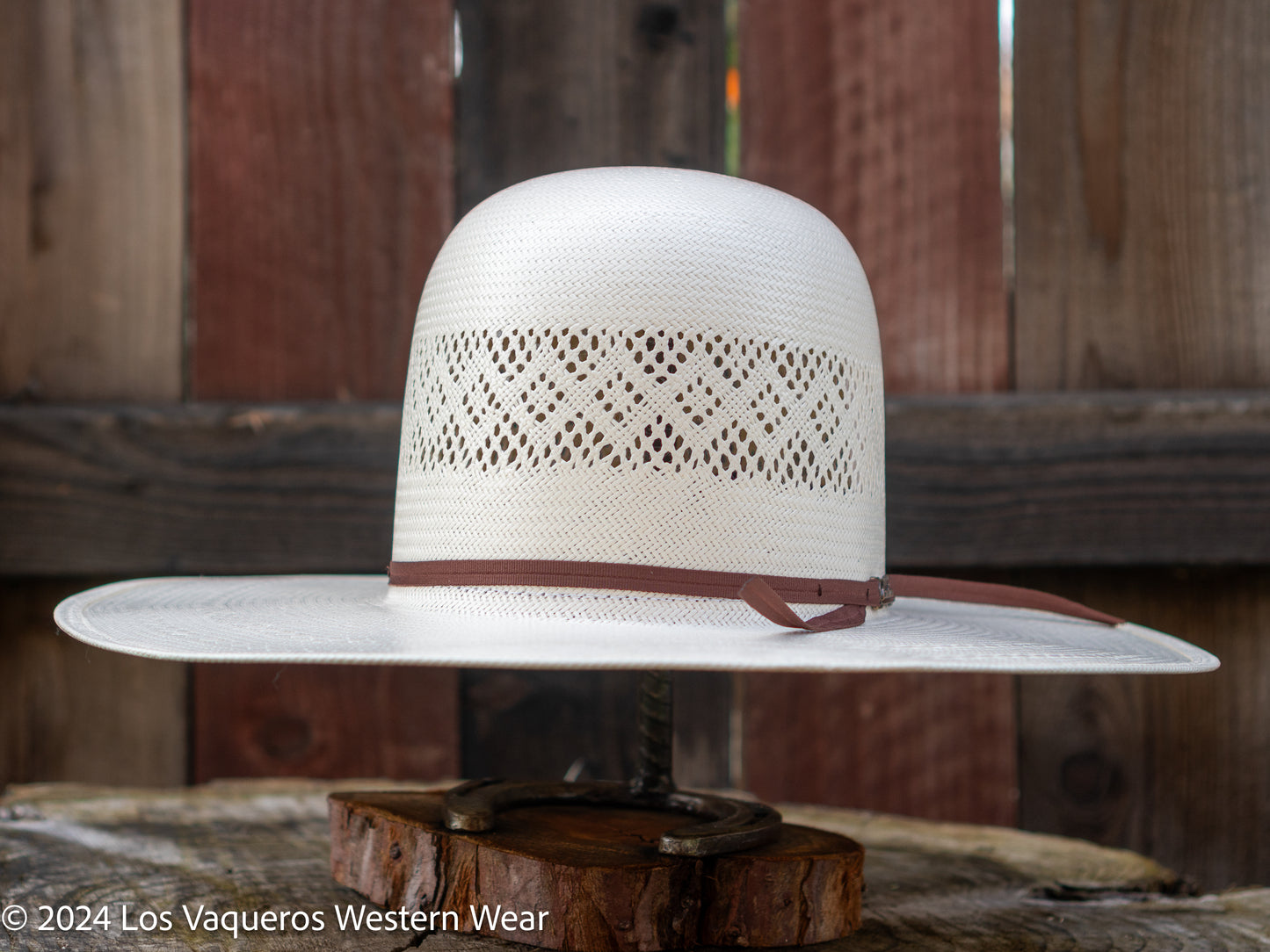 American Hat Company Straw Hat Regular Crown Diamond Eye White