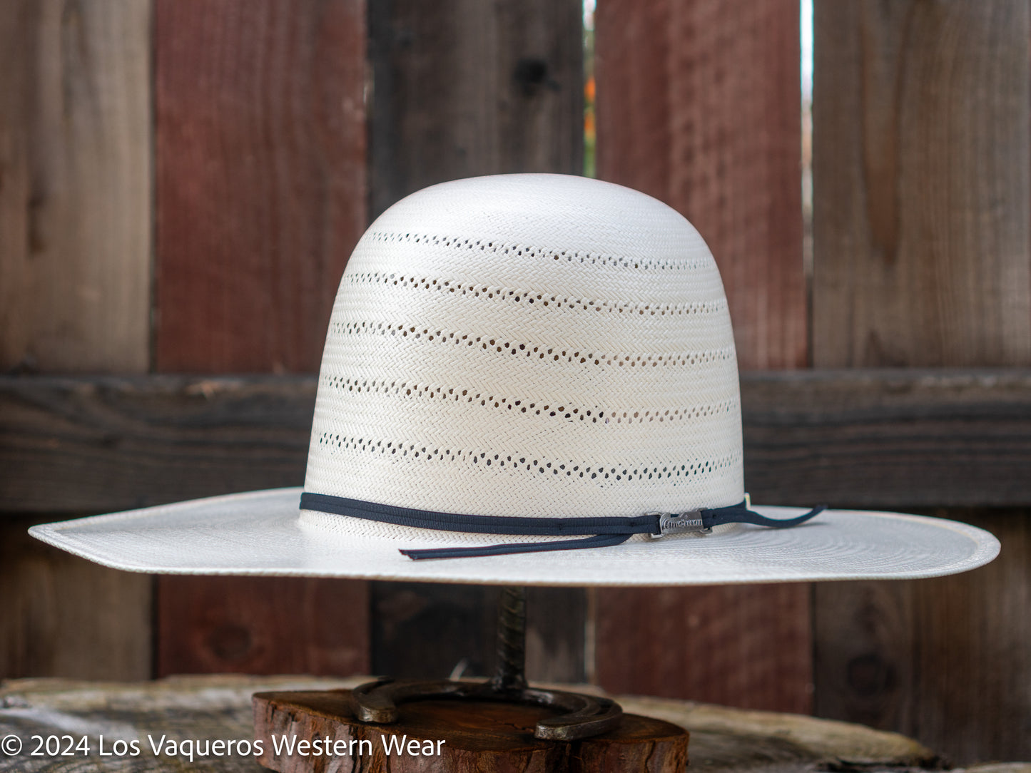 American Hat Company Straw Hat Regular Crown Five Corners White