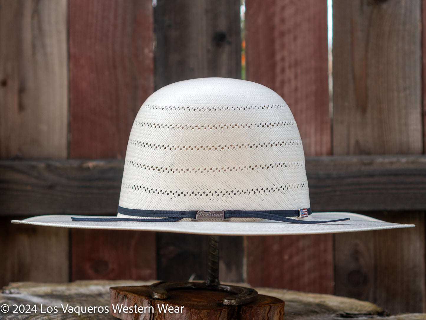 American Hat Company Straw Hat Regular Crown Five Corners White