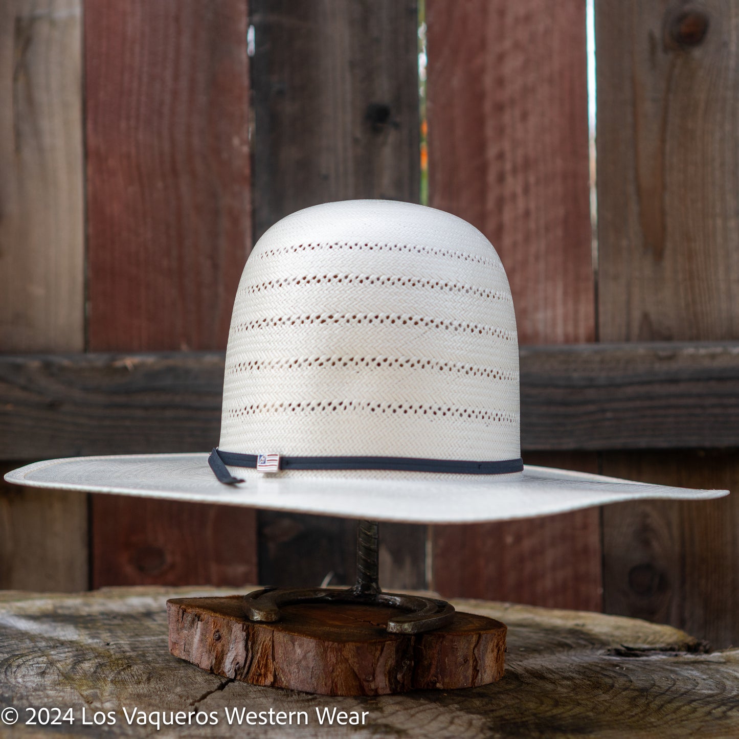 American Hat Company Straw Hat Regular Crown Five Corners White