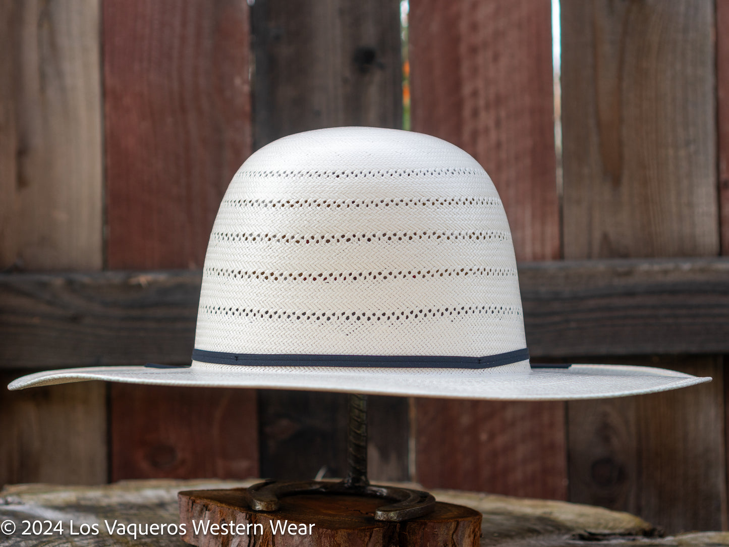 American Hat Company Straw Hat Regular Crown Five Corners White
