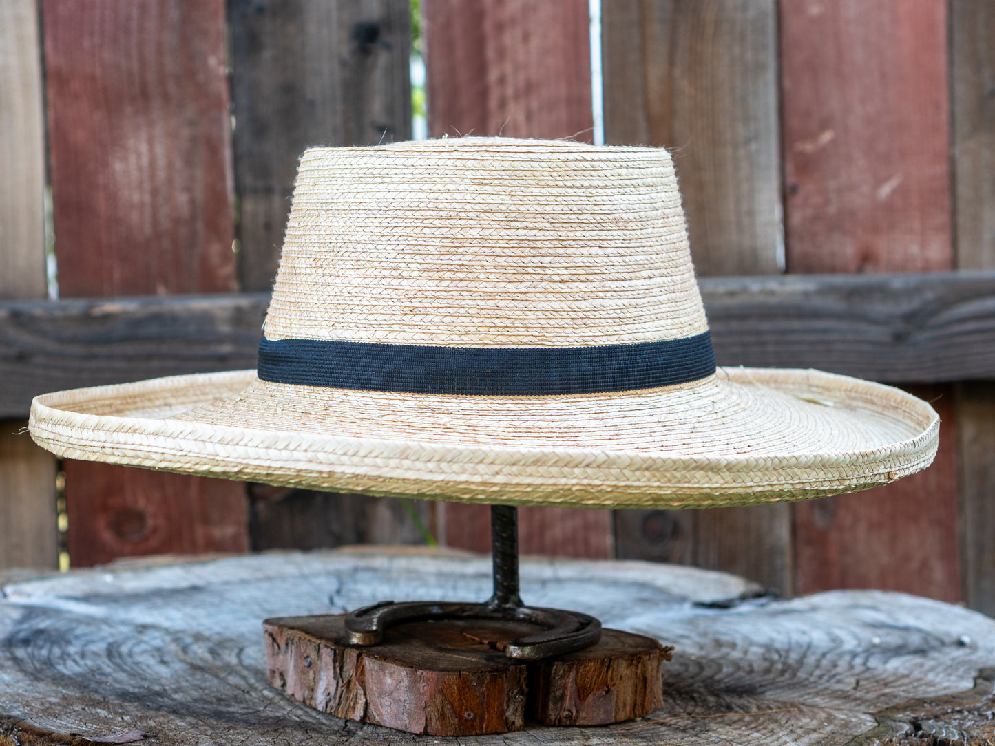SunBody Hats Oak-Colored Palm Leaf Hat Gambler Crease Tan