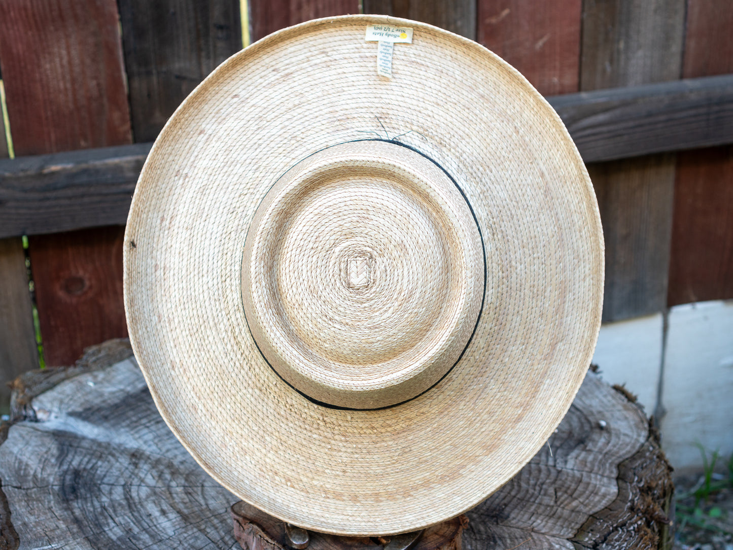 SunBody Hats Oak-Colored Palm Leaf Hat Gambler Crease Tan