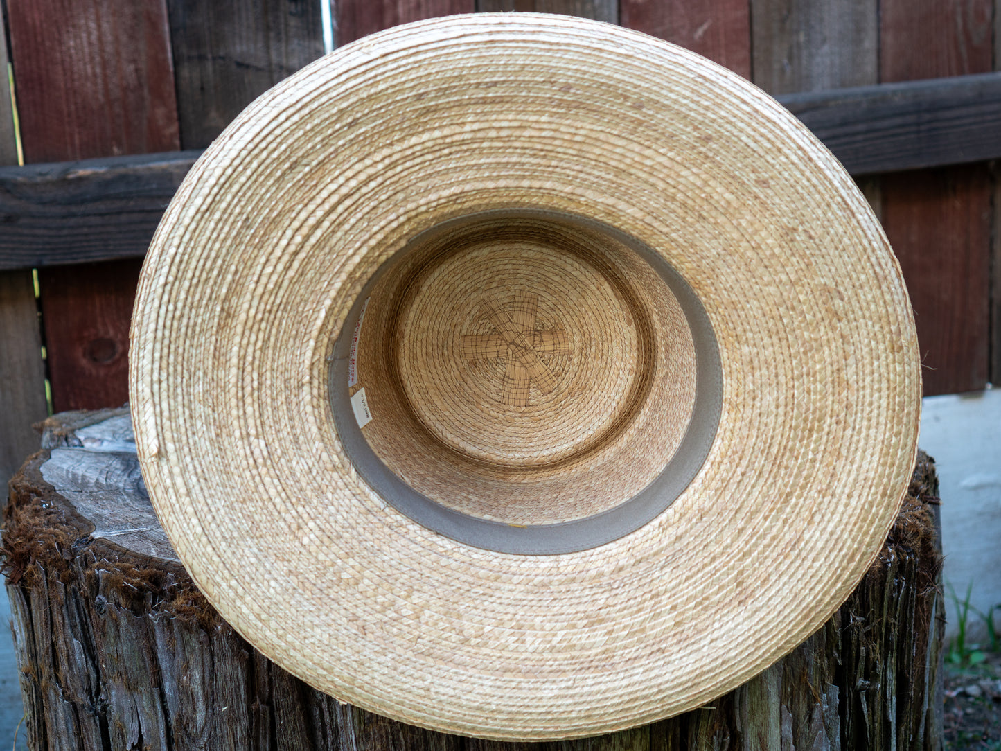 SunBody Hats Oak-Colored Palm Leaf Hat Gambler Crease Tan