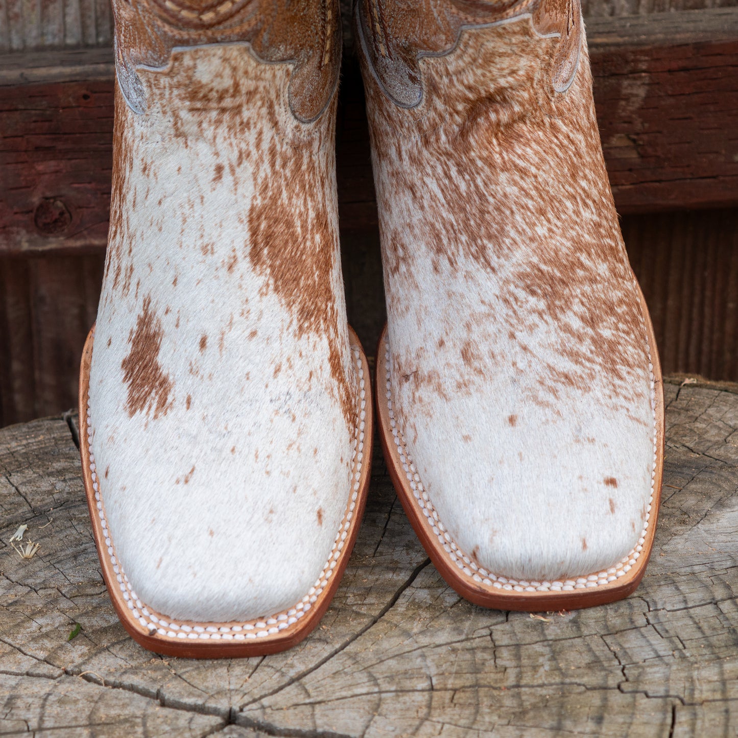 Tanner Mark Boots Men's Honey & White Hair On Cowhide With Everest Honey Top Boots TM205580