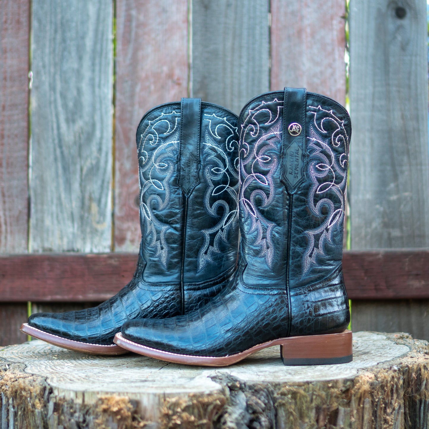 Rancho Semental Men's RSP0172B Print Belly Black Madrid Cowboy Boots