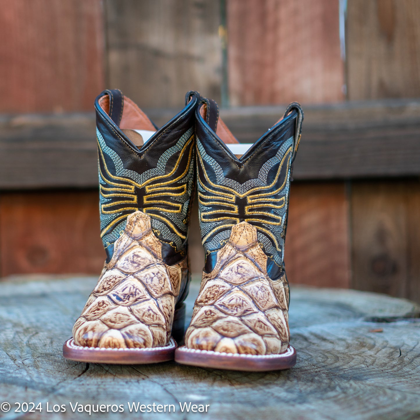 Tanner Mark Boots Kids Billy Monster Fish PrintTMK205204 Orix Tan
