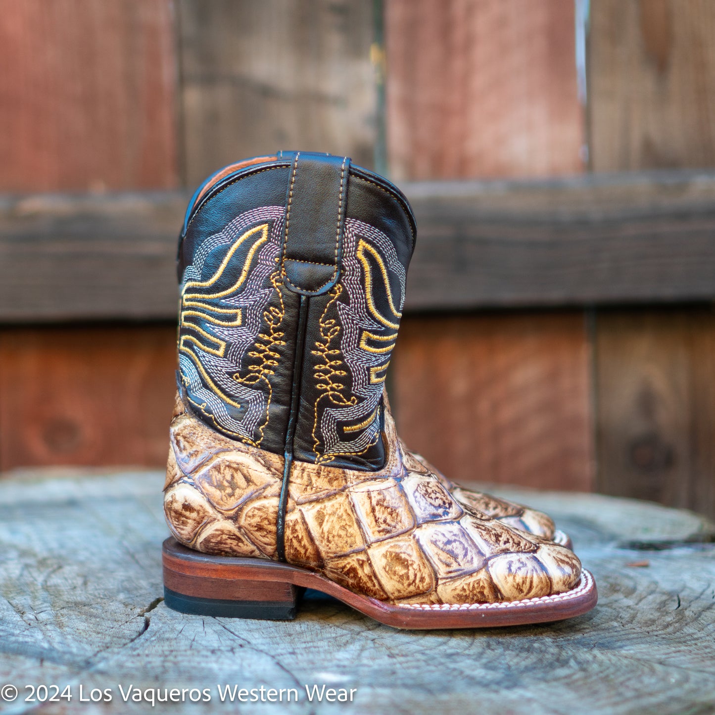 Tanner Mark Boots Kids Billy Monster Fish PrintTMK205204 Orix Tan