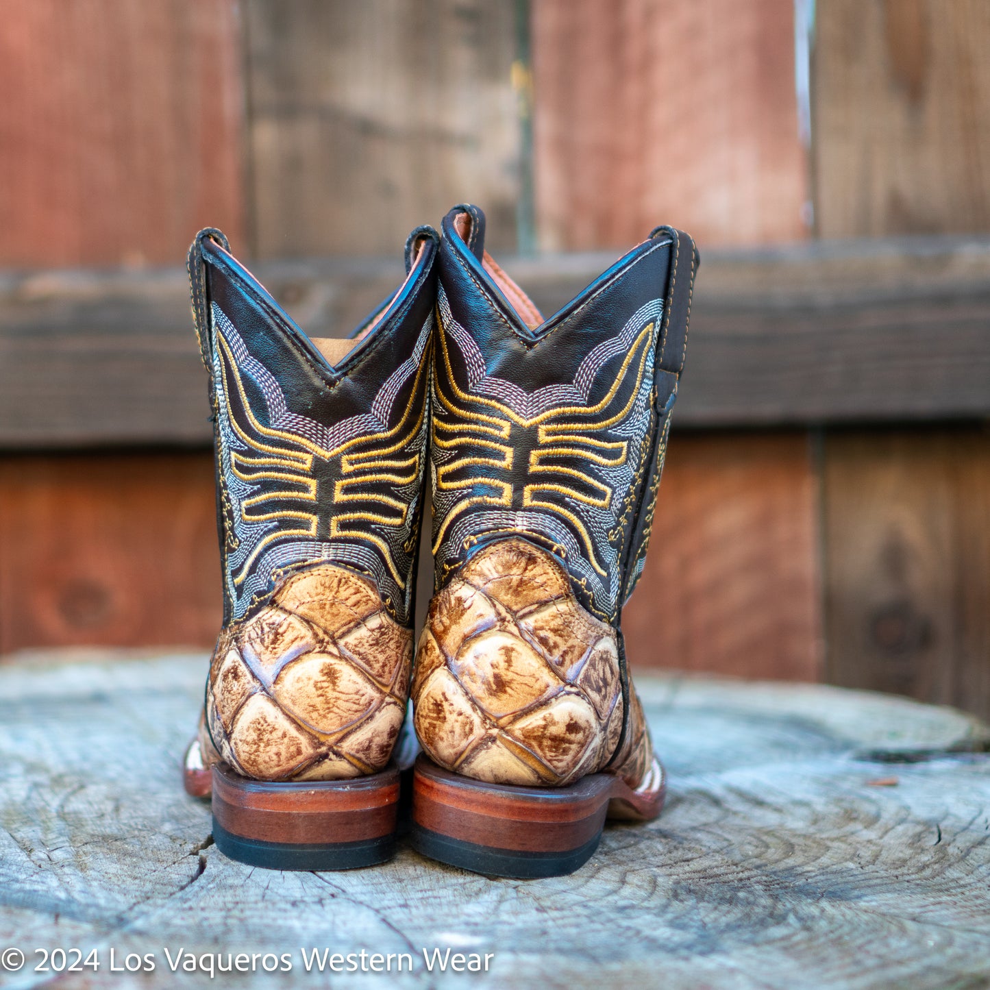 Tanner Mark Boots Kids Billy Monster Fish PrintTMK205204 Orix Tan