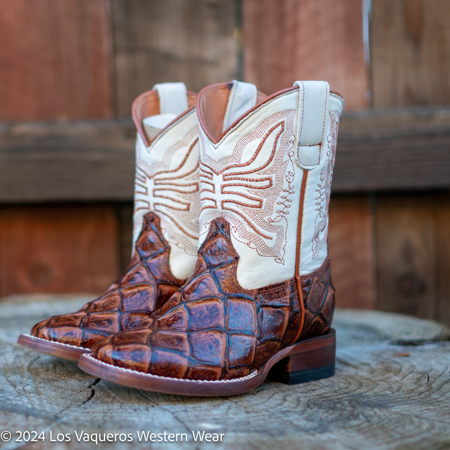 Tanner Mark Boots Kids Arnold Monster Fish Print TMK205206 Cognac