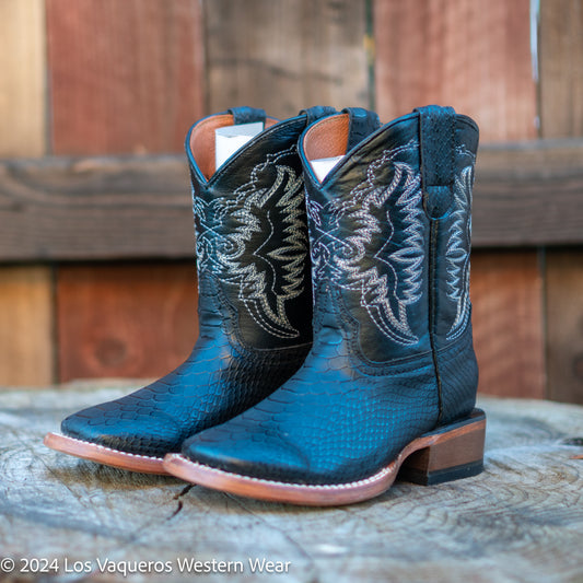 Tanner Mark Boots Kids Big Jake Python Print TMK200770 Black