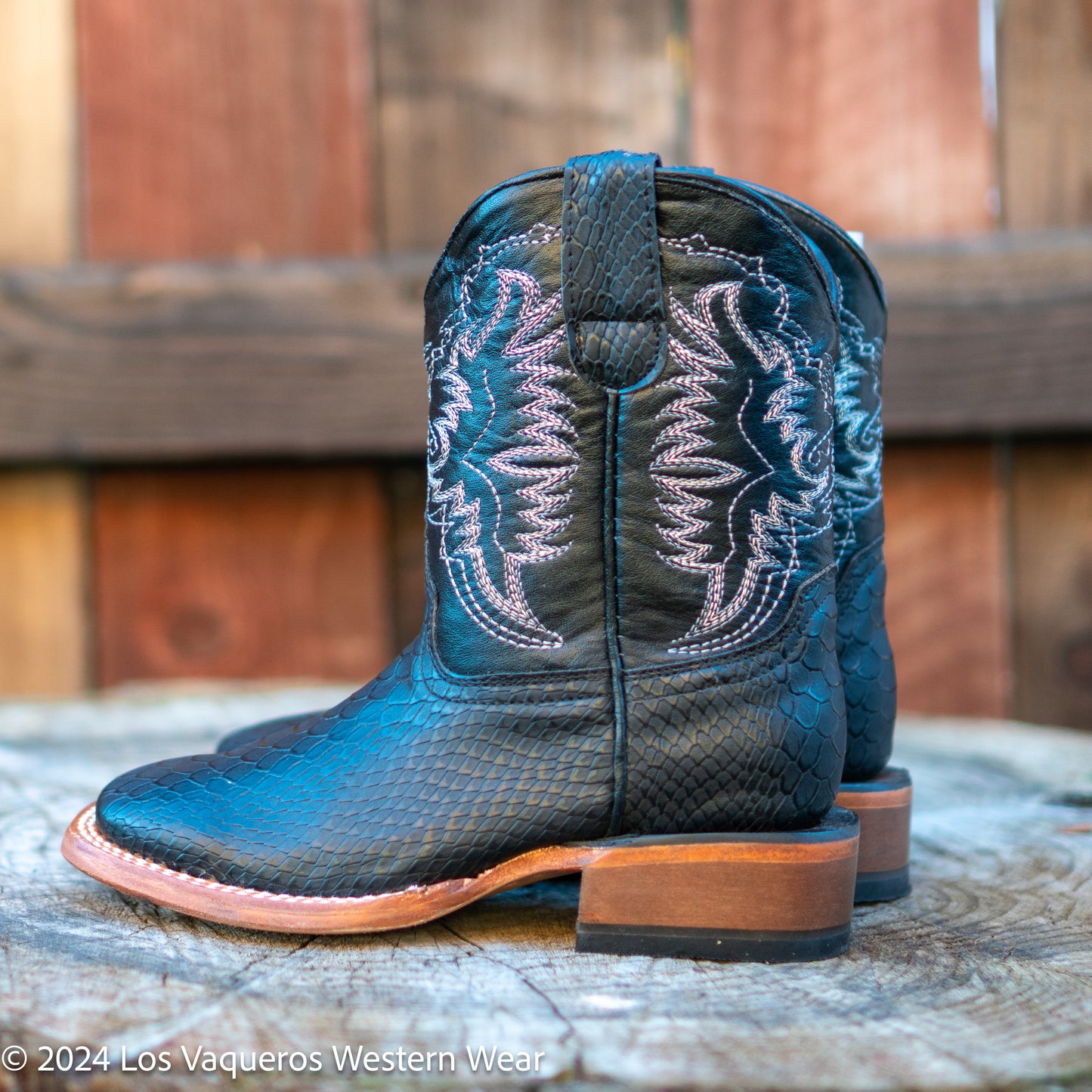 Tanner Mark Boots Kids Big Jake Python Print TMK200770 Black