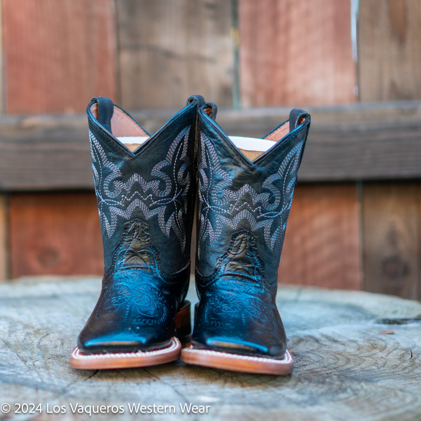 Tanner Mark Boots Kids Hand Tooled Print TMK205044 Black